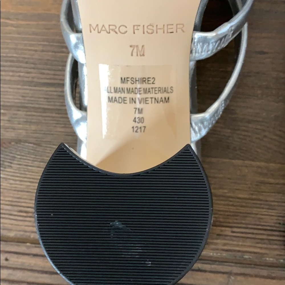 Marc Fisher Silver Chunky Heel Sandal - Picture 5 of 6